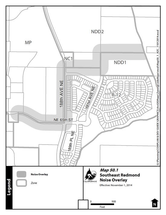 Map 50.1 Southeast Redmond Noise Overlay